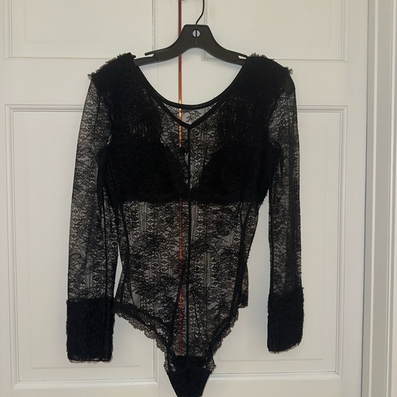 La Perla Black Lace Frills Long Sleeve Bodysuit - Picture 5 of 8